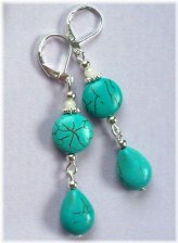 Turquoise Blue Howlite Dangle Earrings