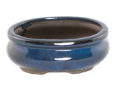 Blue Stain Glazed Oval Mame Shohin Bonsai/Succulent Pot