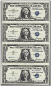 Sequential 1957 Plain $1 One Dollar Silver Certificates Lot