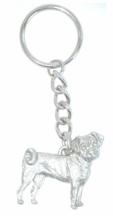 Pewter Puggle Keychain