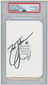 Zach Johnson Masters Signed Scorecard with PSA/DNA Authentication