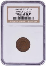 Francis Eccard MI Token - 1865 Civil War Store Card