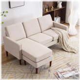 Nordic Reversible Sectional Set with Ottoman Chaise