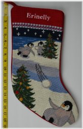 Penguin Perch Needlepoint Christmas Stocking