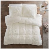 CozyCloud Ivory Faux Fur Comforter Set