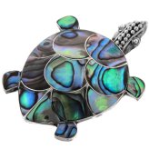 Turtle Abalone Shell Pendant & Brooch in Sterling Silver