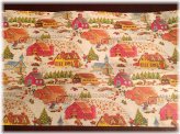 Retro Holiday Wrapping Paper with Scenic Farm and Church Design - 2 Yards