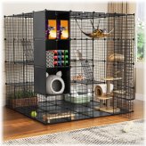 Feline Haven with Multi-Level Hammock and Storage Cube