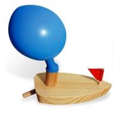 Vintage Balloon-Powered Wooden Boat Toy