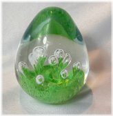 Emerald Glass Bubble Egg Paperweight