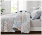 Floral Pre-Washed Cotton Quilt Set in Blue and Pink