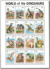 Prehistoric Wonders Stamp Collection: Tanzania 1994 - Sheet of 16 MNH Stamps (Scott 1251)