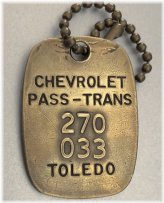 Chevrolet Toledo Brass Transmission Tags