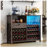 Wine Bar Cabinet with Integrated LED Lighting and Convenient Power Outlets