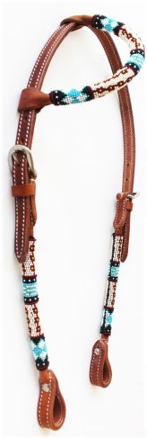 Beaded Leather Western Bridle