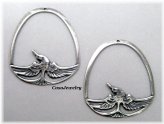 Phoenix Rising Silver Plated Findings (2 Piece Lot)