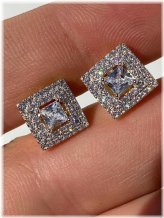 Square CZ Stud Earrings for Men