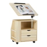 Swivel Top Adjustable Height Bedside End Table with Storage Drawers