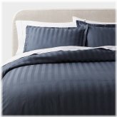 Teal Blue Luxe Striped Damask Duvet Set