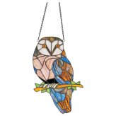 Whimsical Owl Stained Glass Panel