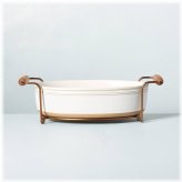 Stoneware Oval Baking Dish with Cradle Carrier