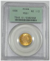 Liberty Gold Quarter Eagle - 1896 Certified MS 61