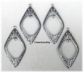 Antique Sterling Silver Drop with Top and Inner Hang Rings - 4 Piece Lot