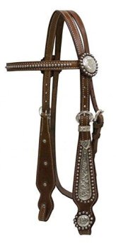 Silver Inlay Leather Bridle and Reins Set