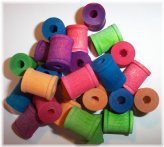 Colorful Wood Spools for Avian Entertainment