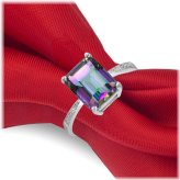 Mystic Emerald Cut Sterling Silver Ring