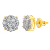 Golden Diamond Studs for Men with Solid 925 Silver Buttons