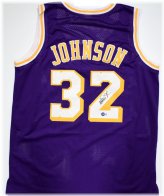 Legends Collection: Magic Johnson Autographed Purple Pro Style Jersey