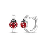 Tiny Ladybug Hoop Earrings in Sterling Silver