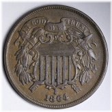 Choice AU 1864 Two Cent Piece