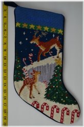 Festive Reindeer Needlepoint Stocking - Savannah