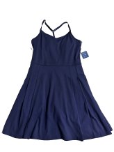 Navy Pleated Spaghetti Tennis Dress