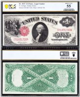 High Grade 1917 $1 'Sawhorse' US Legal Tender Note - PCGS 55