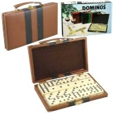 Leatherette Double Six Domino Set with 28 Thick Tiles