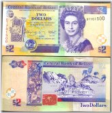 Belize 2 Dollars 2017 Banknote