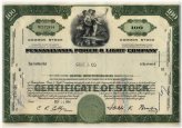 Power & Light Co. Allentown Stock Certificate