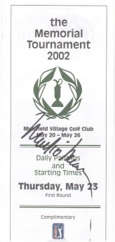 Mark O'Meara's Signed 2002 Memorial Golf Tournament Pairings Guide