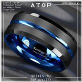 Thin Blue Line Tungsten Band