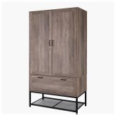 Wooden 2-Door Storage Cabinet with Hanging Rod