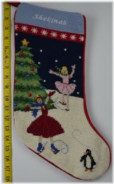 Frosty Skaters Needlepoint Stocking