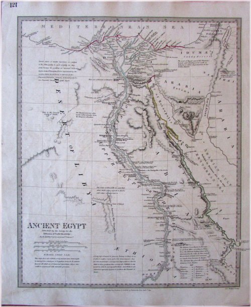 SDUK's Detailed Walker Map of Ancient Egypt, Nile, Heptanomi, Aethiopia, and Arabia (1832)