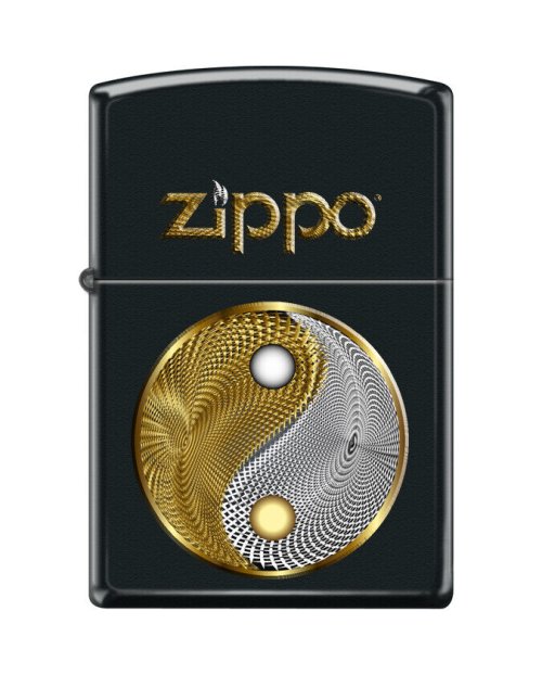 Harmony" Matte Black Zippo Lighter with Yin and Yang Design