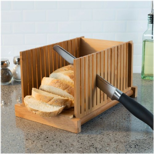 Bamboo Foldable Bread Slicer - Perfectly Even Homemade Loaf Cutter