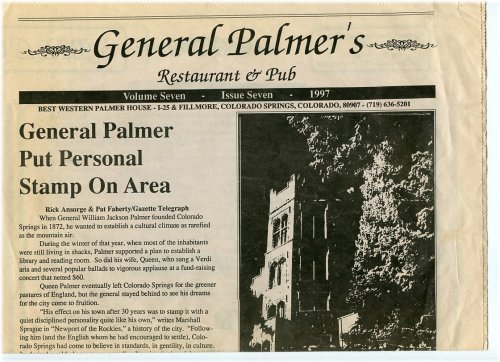 Palmers Pub Menu from 1997 - Colorado Springs