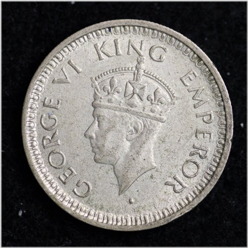 Silver 1/4 Rupee Coin from 1945 India