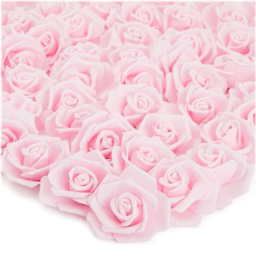 Blushing Blossoms - 100 Pack Artificial Roses with Stemless Flower Heads